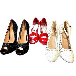 Fioni + More Size 9 Women's Heels Pumps Open Toe Lot of 3 Pairs Bulk Shoes Red